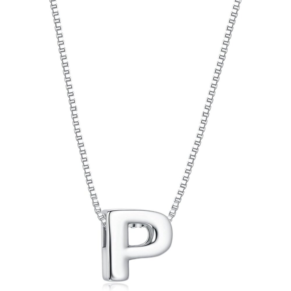 Personalized Silver Plated Initial Pendant Neckla… - image 1